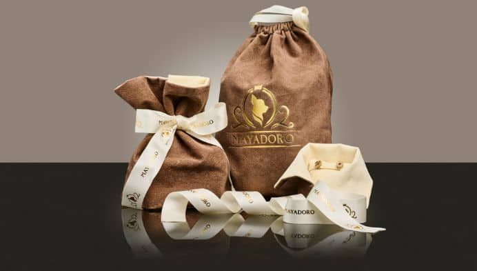 Elegant MAYADORO packaging for handcrafted dog accessories - designed to reflect care, quality, and timeless style.