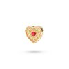 Heart-shaped dog charm in 14k gold with an orange sapphire and 11 diamonds, symbolizing everlasting love and loyalty.
