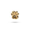 14k gold paw print dog charm adorned with 11 black diamonds, symbolizing cherished moments with your pet.