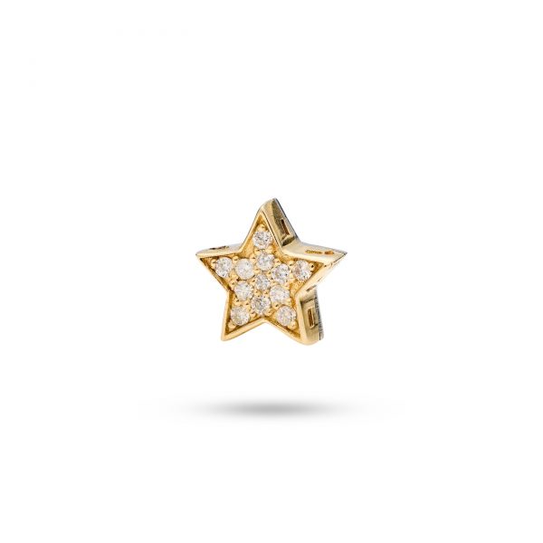 14k gold star-shaped charm with 12 diamonds, symbolizing the guiding and brilliant presence of your dog.