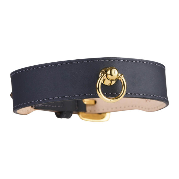 Luxury dog collar Light Black handmade in Italy from nappa leather