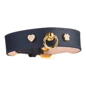 Black diamond dog collar with 14k gold charms - Signature by MAYADORO