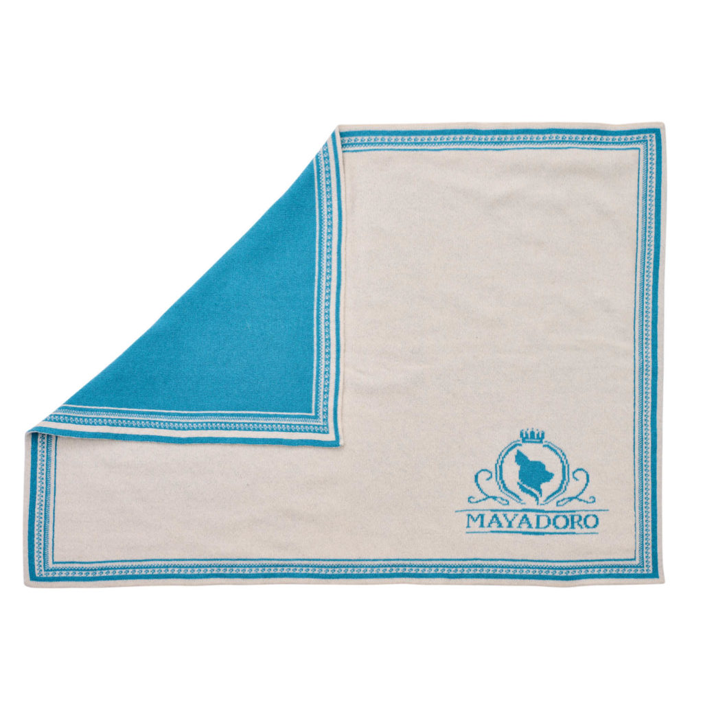 Image of luxurious cashmere dog blanket made with Italian cashmere by MAYADORO, perfect for very small dogs.