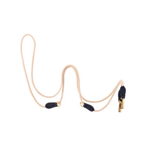Velvet Long Leash Black – long dog leash in beige velvet cord with black leather and golden stainless steel hardware