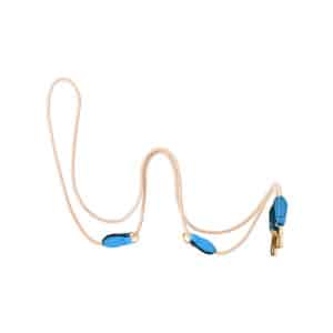 Velvet Long Leash Turquoise - long dog leash with beige velvet cord and turquoise leather
