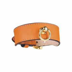 Front view of the MAYADORO Signature Bracelet Orange with MAYADORO ring and buckle in Italian leather