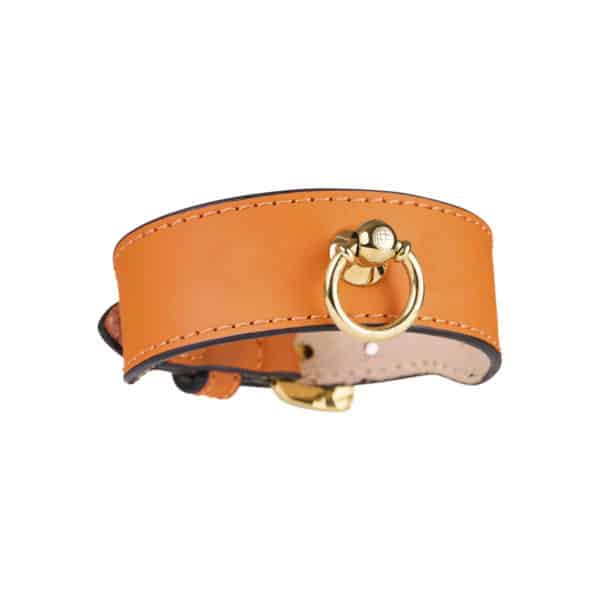 MAYADORO Signature Bracelet Orange - front view of handcrafted leather bracelet