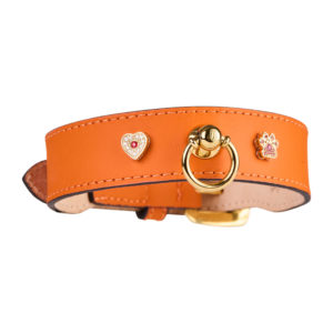 Orange dog collar with diamonds and orange sapphires - luxury 14k gold charms by MAYADORO