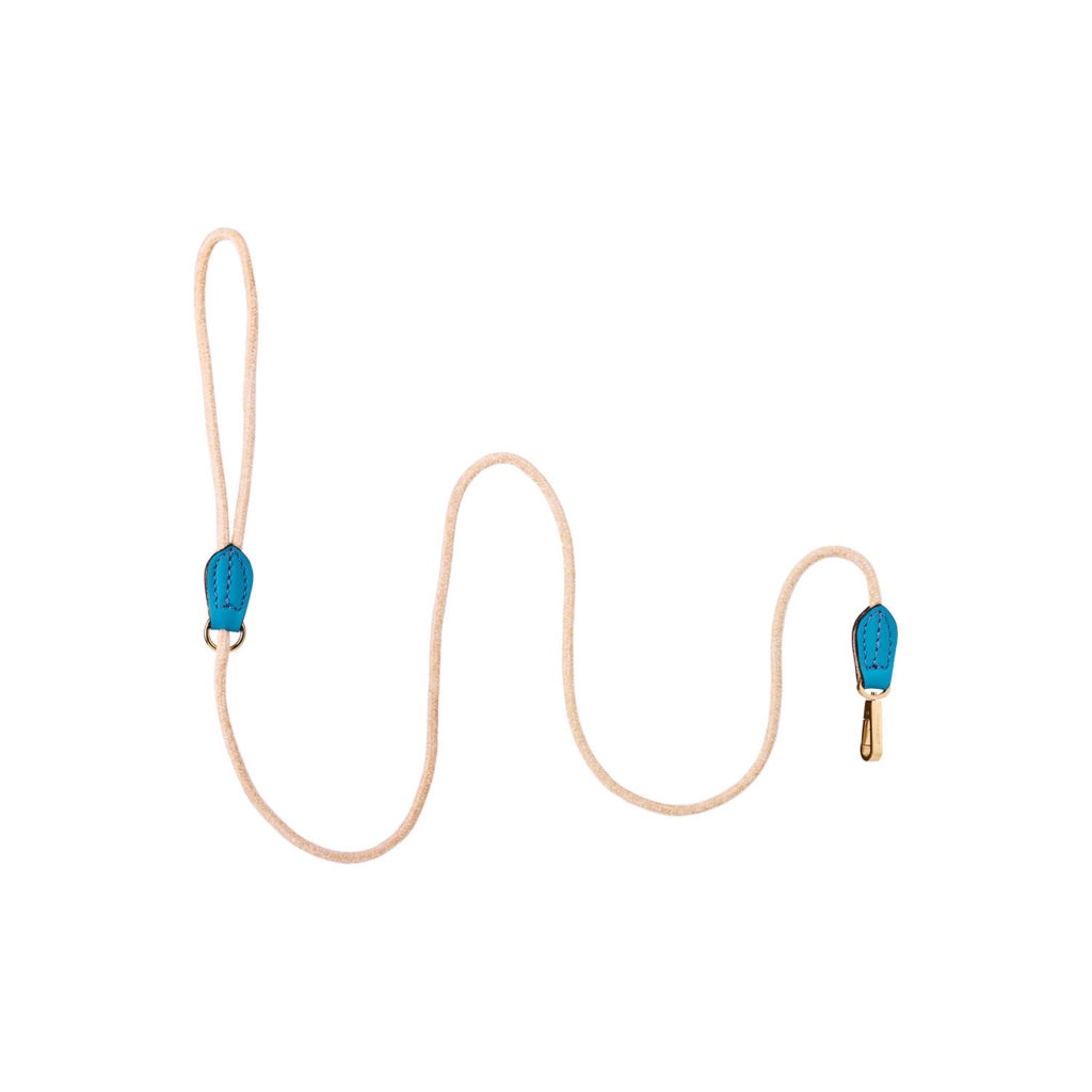 Velvet Dog Leash Turquoise – short leash with turquoise velvet rope and golden stainless steel hardware