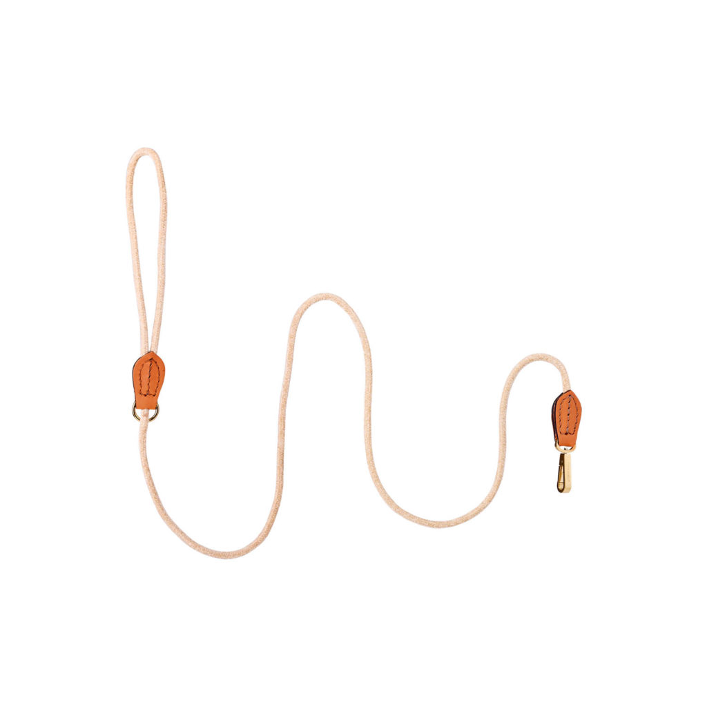 Velvet Dog Leash Orange - short leash for small dogs with golden hardware and leather details