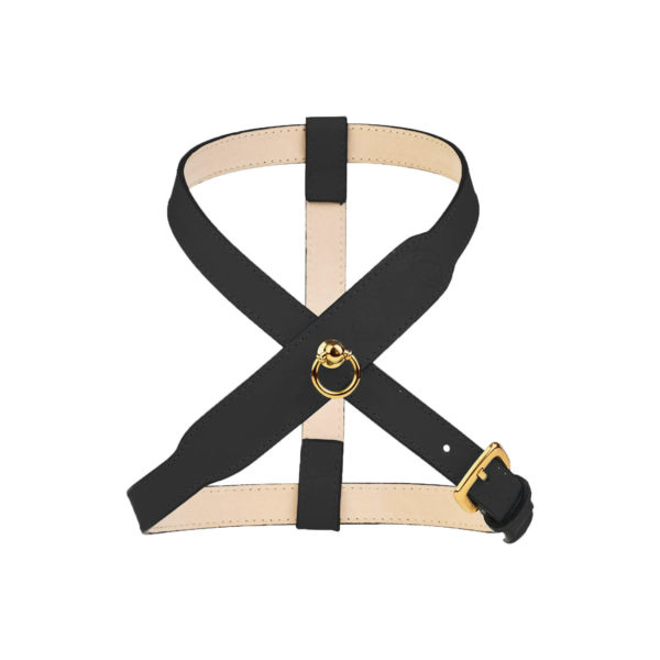 MAYADORO's Signature harness especially designed for small dogs - light black - without fine jewellery charms