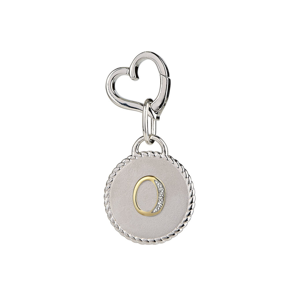 Image of MAYADORO 925 Sterling Silver Dog ID Tag with letter O with Authentic Diamonds for very small dogs