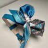 MAYADORO Silk Dog Twilly Turquoise tied to Contour Harness in matching color