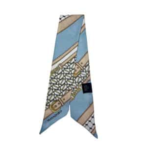 MAYADORO Silk Dog Twilly in sky with ornamental collar details - Italian silk accessory