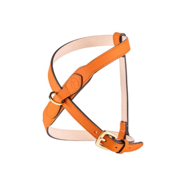 MAYADORO Adjustable Signature Harness Orange Side View – Luxury Dog Harness for Small Breeds