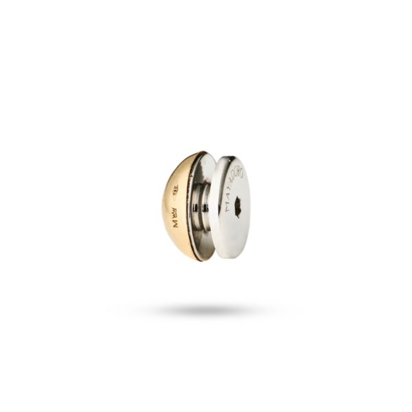 Side view of MAYADORO's 14K Gold Charm Crown with a polished 14K gold cap.