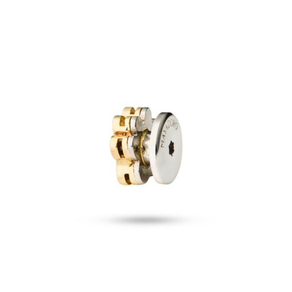 Side view of the MAYADORO 14K Gold Paw Charm available with diamonds or sapphires.