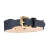 Back view of black MAYADORO Dog Collar with nubuck interior and 14k gold diamond charms