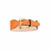 Back view of orange bracelet with soft nubuck interior and MAYADORO buckle in stainless steel
