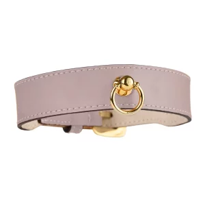 Rose Signature Dog Collar in nappa and nubuck leather with golden stainless steel details