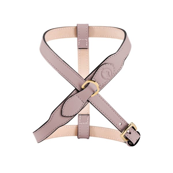 Front view of the MAYADORO Contour Dog Harness Rose – Italian leather dog harness