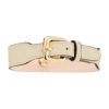 Back view of Signature Dog Collar Ivory with embossed leather logo and moulded buckle detail