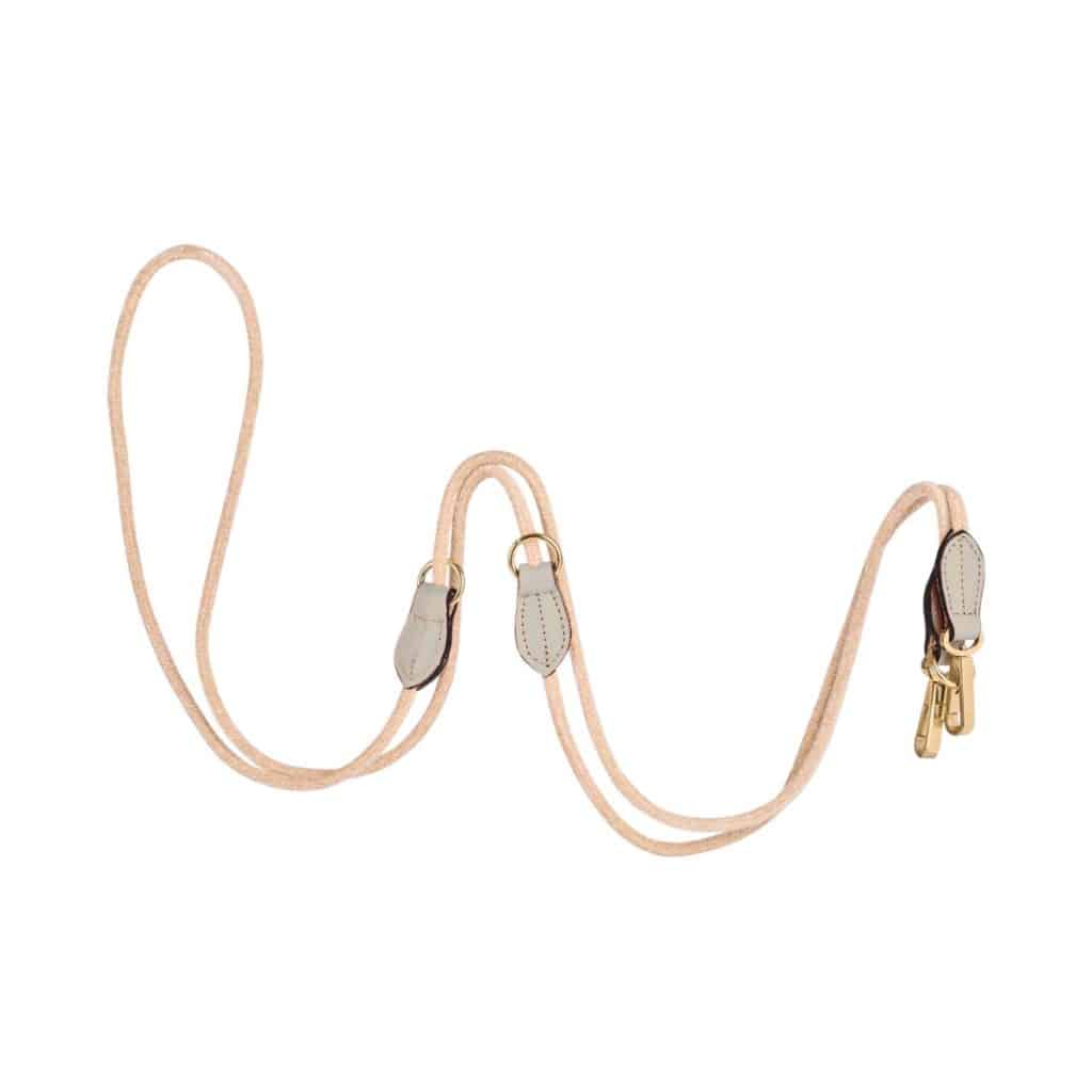 Velvet Long Leash Ivory – long dog leash in beige velvet cord and ivory leather