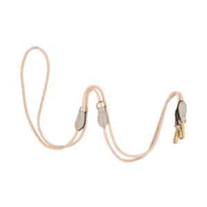 Velvet Long Dog Leash Ivory – beige velvet and ivory leather for very small dogs
