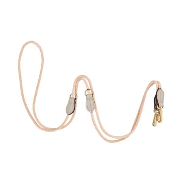 Velvet Long Leash Ivory – long dog leash in beige velvet cord and ivory leather