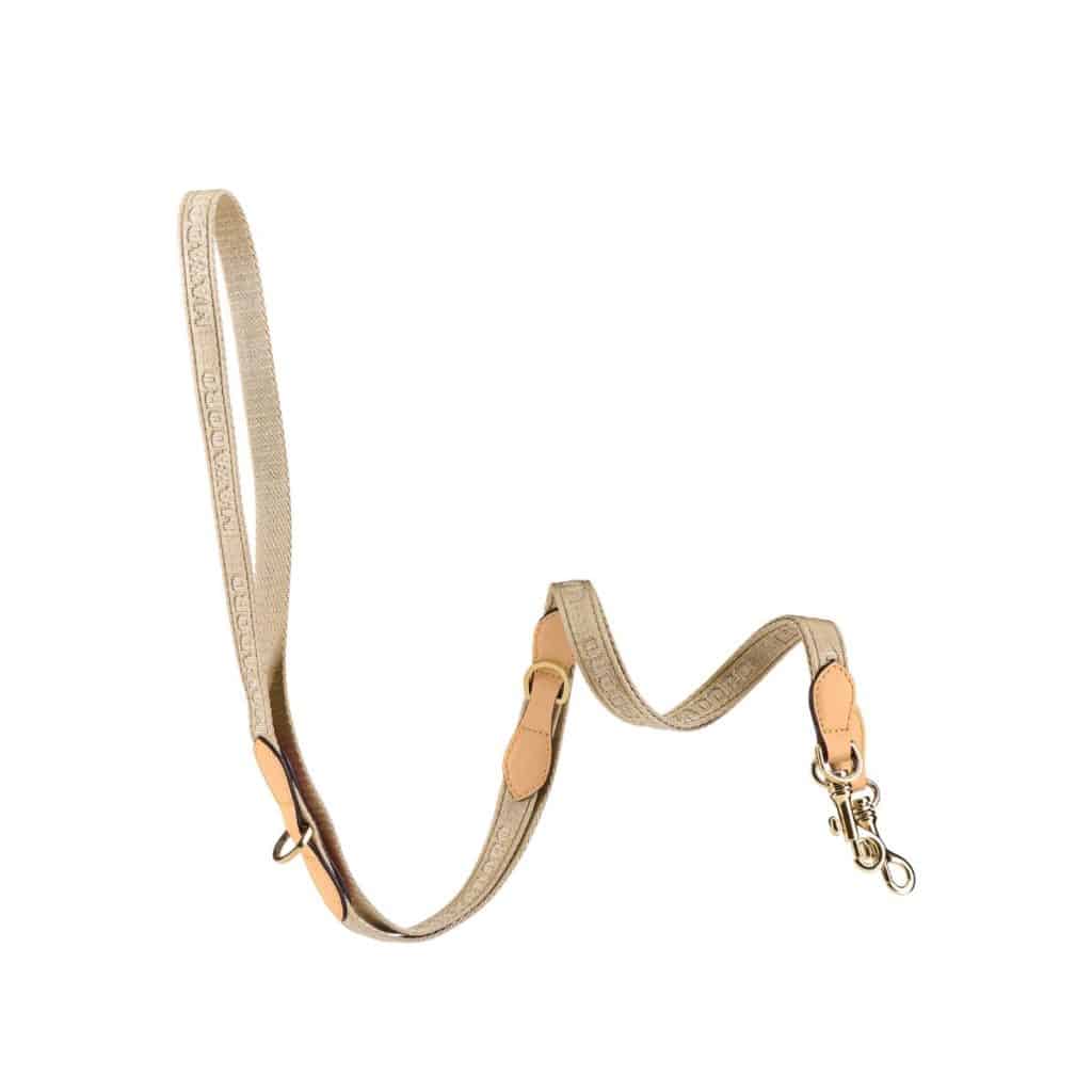 Woven Leash Beige Long - dog leash in beige textile and nappa leather