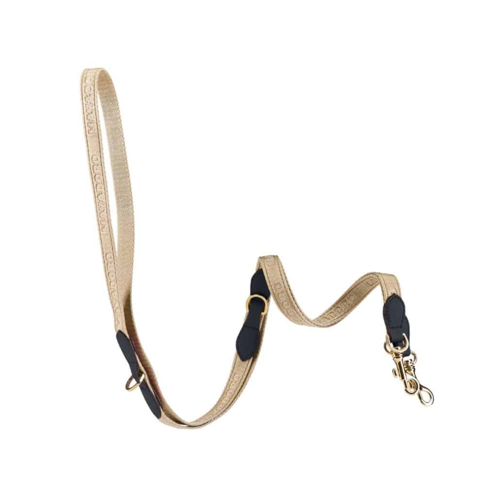 Woven Leash Black Long - dog leash in shimmering textile and black leather