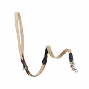 Woven Leash Black Long - dog leash in shimmering textile and black leather