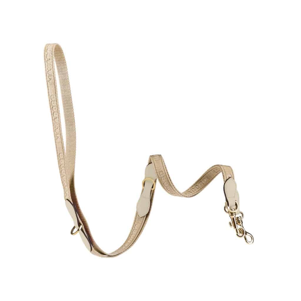 Woven Leash Ivory Long – dog leash in shimmering textile and nappa leather