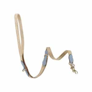 Woven Dog Leash Sky Long – crafted from sky-blue nappa leather and shimmering woven textile by MAYADORO