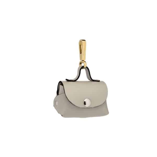 Ivory leather mini-bag with stainless steel carabiner - Italian dog accessory by MAYADORO