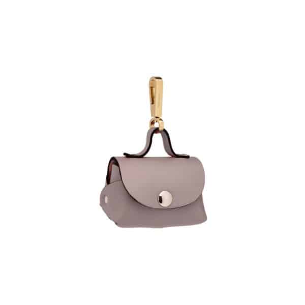 Rose leather mini-bag with stainless steel carabiner - MAYADORO